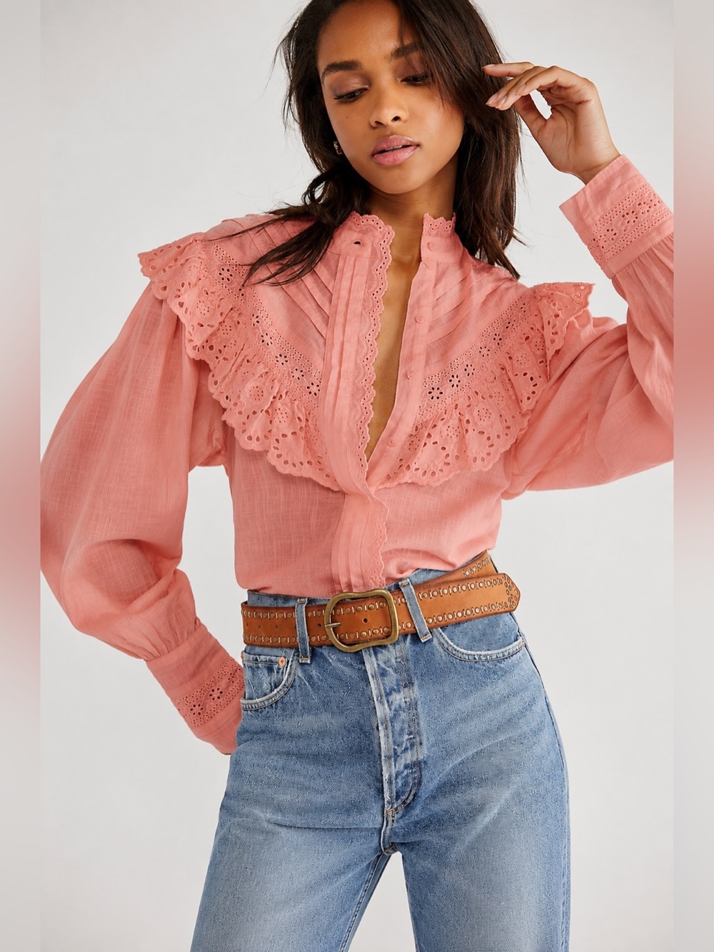 Free people hit the road button down shirts